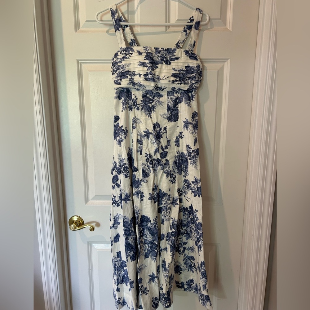 Abercrombie & Fitch White Maxi Dress with Navy Floral Print
